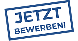 Störer mit blauem Schriftzug: Jetzt bewerben!