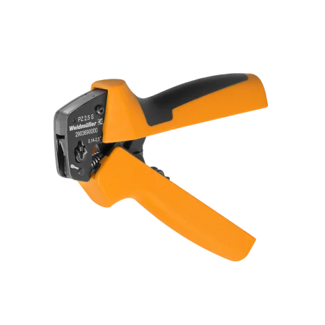 Ein grau-oranges Crimpwerkzeug von Weidmüller