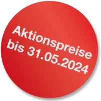 roter Kreis mit der weißen Aufschrift "Aktionspreise bis 31.05.2024"